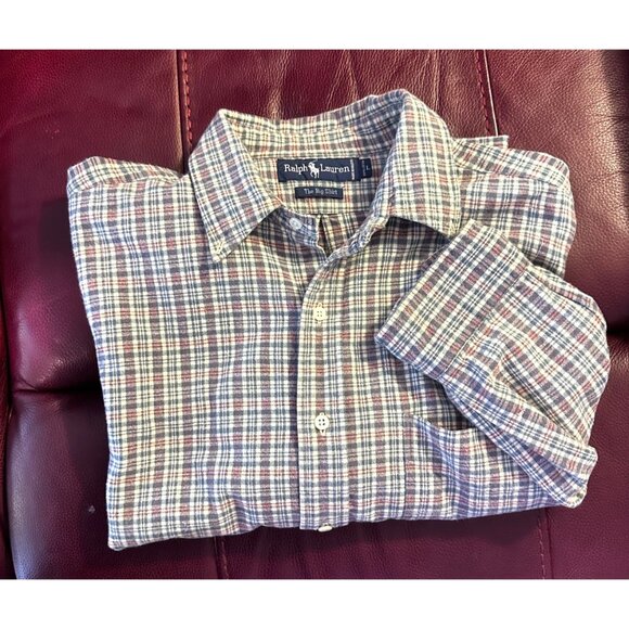 Ralph Lauren Men’s The Big Flannel Shirt Plaid Cotton Oversize Gray Large - Picture 1 of 7
